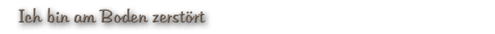 Ich bin am Boden zerstört
