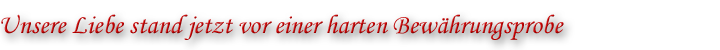 Unsere Liebe stand jetzt vor einer harten Bewährungsprobe