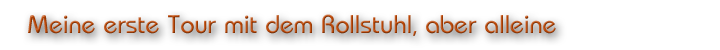 Meine erste Tour mit dem Rollsuhl, aber alleine