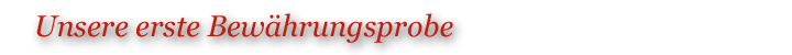 Unsere erste Bewährungsprobe