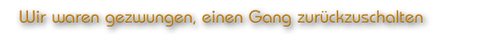 Wir waren gezwungen, einen Gang zurückzuschalten