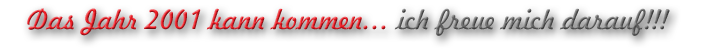 Das Jahr 2001 kann kommen… ich freue mich darauf!!!