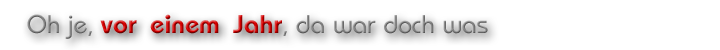 Oh je, vor einem Jahr, da war doch was